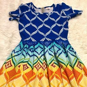 LuLaRoe Rainbow Amelia Zip-Up Pocket Dress - Medium